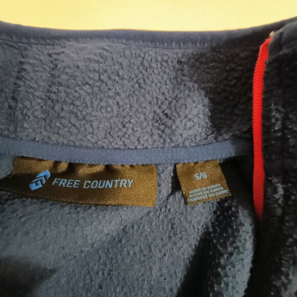 EUC: Boy's Free Country sz 5/6 Navy Blue Highland Sherpa Jacket - Picture 3 of 3